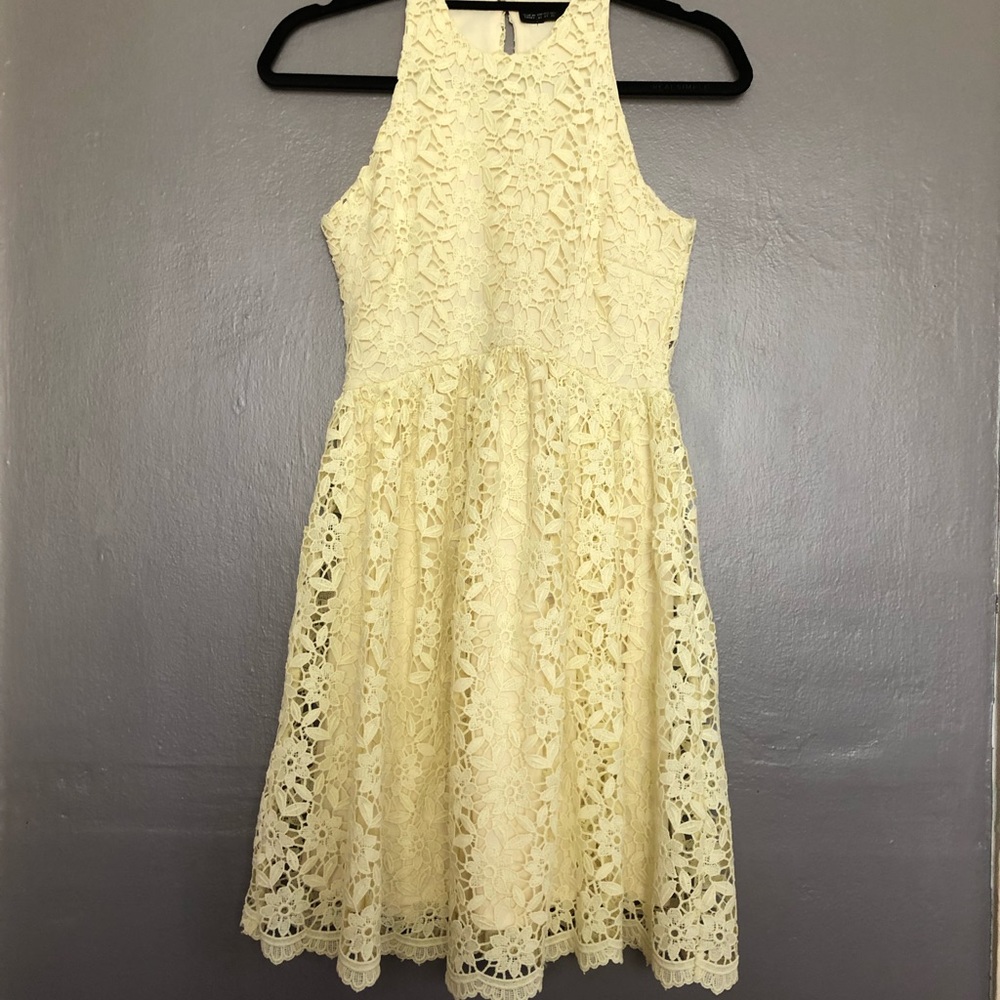 Zara lace flower halter mini dress